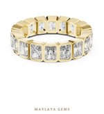 Load image into Gallery viewer, Maylaya Gems radiant bezel eternity band lab-grown diamond band in yellow gold

