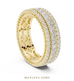 Load image into Gallery viewer, Maylaya Gems princess round lattice eternity band lab-grown diamond band in yellow gold
