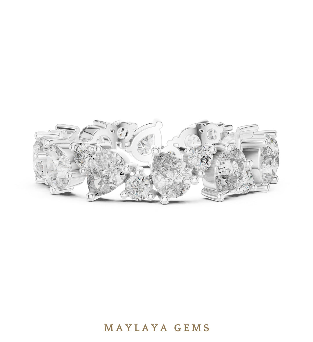 Maylaya Gems pear round alternating eternity band lab-grown diamond band in white gold