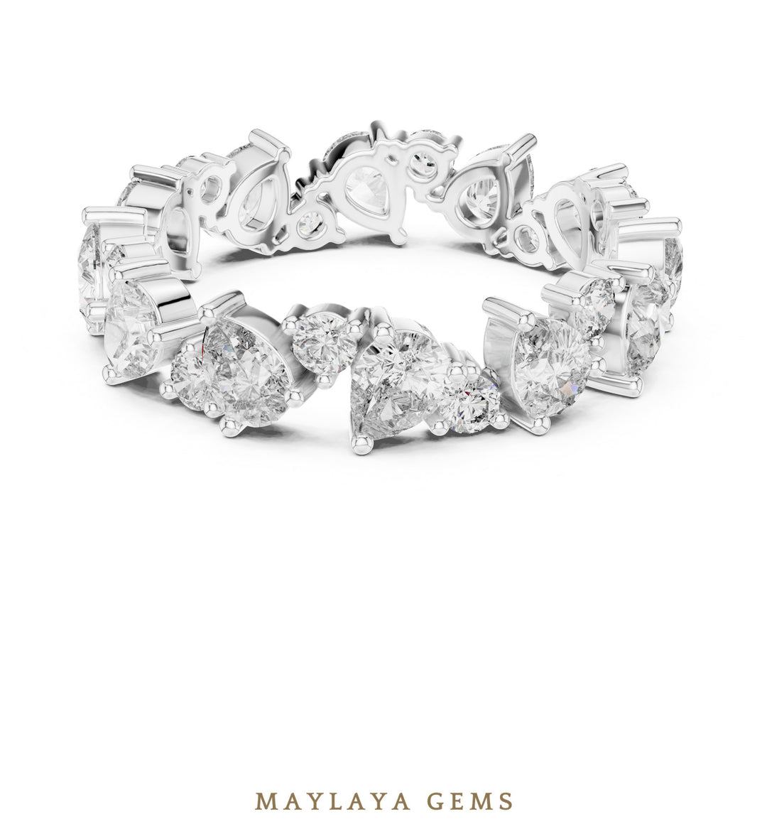 Maylaya Gems pear round alternating eternity band lab-grown diamond band in white gold