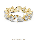 Load image into Gallery viewer, Maylaya Gems pear round alternating eternity band lab-grown diamond band in yellow gold
