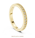 Load image into Gallery viewer, Maylaya Gems round milgrain eternity band lab-grown diamond band in yellow gold
