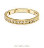 Load image into Gallery viewer, Maylaya Gems round milgrain eternity band lab-grown diamond band in yellow gold
