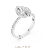 Load image into Gallery viewer, Maylaya Gems pear halo pavé lab-grown diamond ring in white gold
