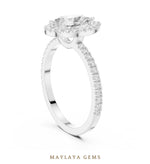 Load image into Gallery viewer, Maylaya Gems pear halo pavé lab-grown diamond ring in white gold
