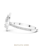 Load image into Gallery viewer, Maylaya Gems pear halo pavé lab-grown diamond ring in white gold
