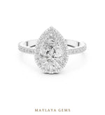 Load image into Gallery viewer, Maylaya Gems pear halo pavé lab-grown diamond ring in white gold
