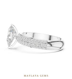 Load image into Gallery viewer, Maylaya Gems pear three-row pavé lab-grown diamond ring in white gold
