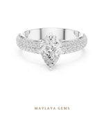 Load image into Gallery viewer, Maylaya Gems pear three-row pavé lab-grown diamond ring in white gold
