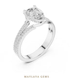 Load image into Gallery viewer, Maylaya Gems pear hidden halo split pavé lab-grown diamond ring in white gold

