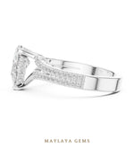 Load image into Gallery viewer, Maylaya Gems pear hidden halo split pavé lab-grown diamond ring in white gold
