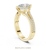 Load image into Gallery viewer, Maylaya Gems pear hidden halo split pavé lab-grown diamond ring in yellow gold
