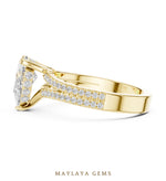 Load image into Gallery viewer, Maylaya Gems pear hidden halo split pavé lab-grown diamond ring in yellow gold

