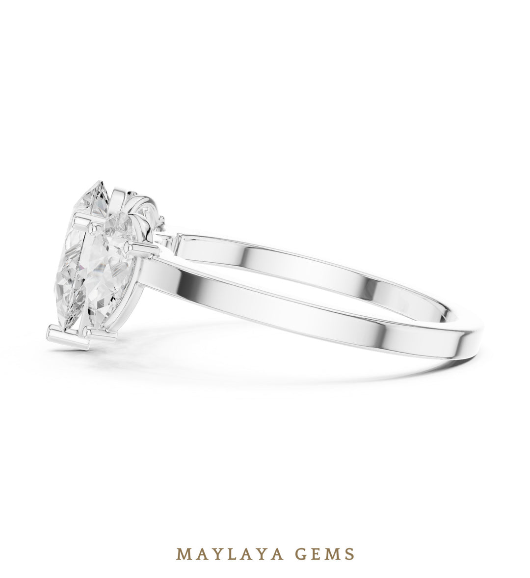 Maylaya Gems pear trilogy lab-grown diamond ring in white gold