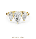 Load image into Gallery viewer, Maylaya Gems pear trilogy lab-grown diamond ring in yellow gold

