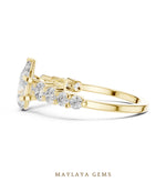 Load image into Gallery viewer, Maylaya Gems pear graduated round side-stone lab-grown diamond ring in yellow gold
