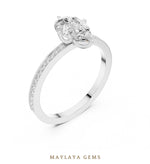 Load image into Gallery viewer, Maylaya Gems pear fine pavé lab-grown diamond ring in white gold
