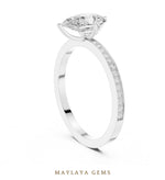 Load image into Gallery viewer, Maylaya Gems pear fine pavé lab-grown diamond ring in white gold

