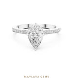 Load image into Gallery viewer, Maylaya Gems pear fine pavé lab-grown diamond ring in white gold
