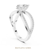 Load image into Gallery viewer, Maylaya Gems pear open split pavé lab-grown diamond ring in white gold
