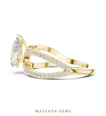 Load image into Gallery viewer, Maylaya Gems pear open split pavé lab-grown diamond ring in yellow gold
