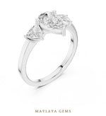 Load image into Gallery viewer, Maylaya Gems pear curved trillion trilogy lab-grown diamond ring in white gold

