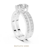 Load image into Gallery viewer, Maylaya Gems pear double-rail pavé lab-grown diamond ring in white gold

