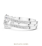 Load image into Gallery viewer, Maylaya Gems pear double-rail pavé lab-grown diamond ring in white gold
