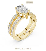 Load image into Gallery viewer, Maylaya Gems pear double-rail pavé lab-grown diamond ring in yellow gold
