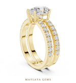 Load image into Gallery viewer, Maylaya Gems pear double-rail pavé lab-grown diamond ring in yellow gold
