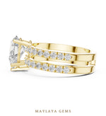 Load image into Gallery viewer, Maylaya Gems pear double-rail pavé lab-grown diamond ring in yellow gold
