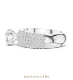 Load image into Gallery viewer, Maylaya Gems round wide pavé lab-grown diamond ring in white gold

