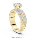 Load image into Gallery viewer, Maylaya Gems round wide pavé lab-grown diamond ring in yellow gold
