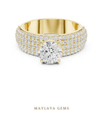 Load image into Gallery viewer, Maylaya Gems round wide pavé lab-grown diamond ring in yellow gold
