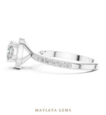 Load image into Gallery viewer, Maylaya Gems round cushion halo pavé lab-grown diamond ring in white gold
