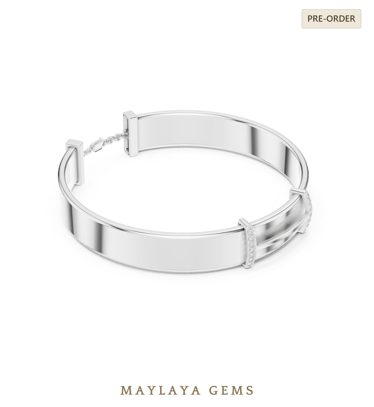 Maylaya gems men's diamond bracelet — white gold
