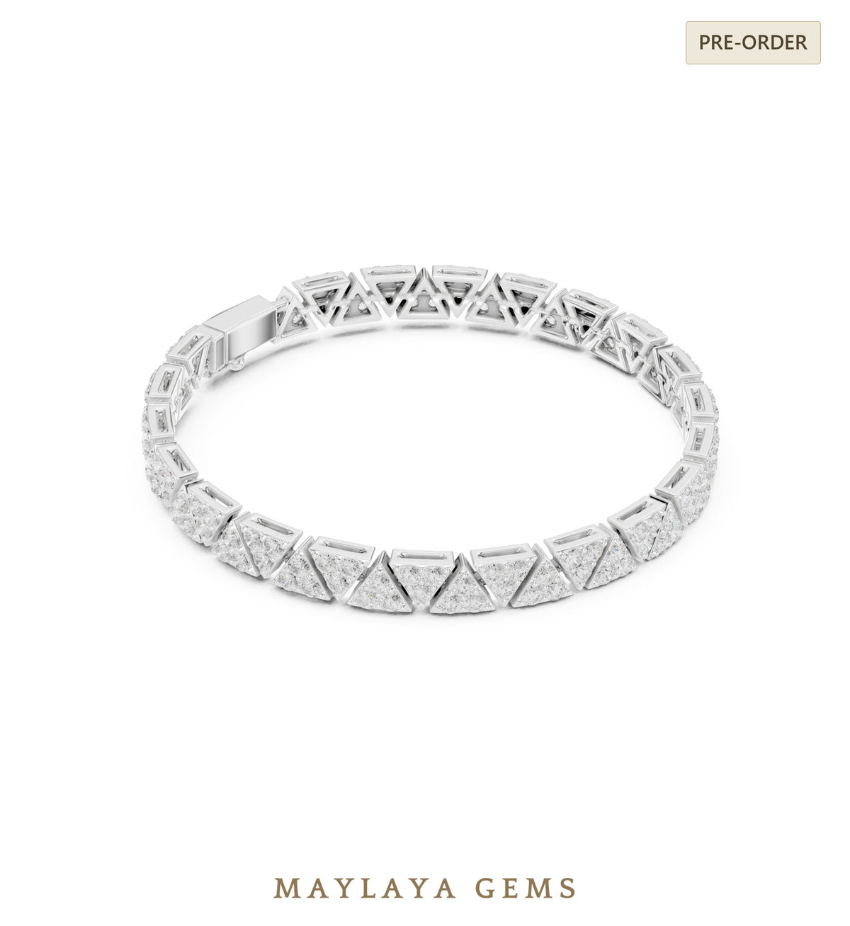 Maylaya gems men's diamond bracelet — white gold