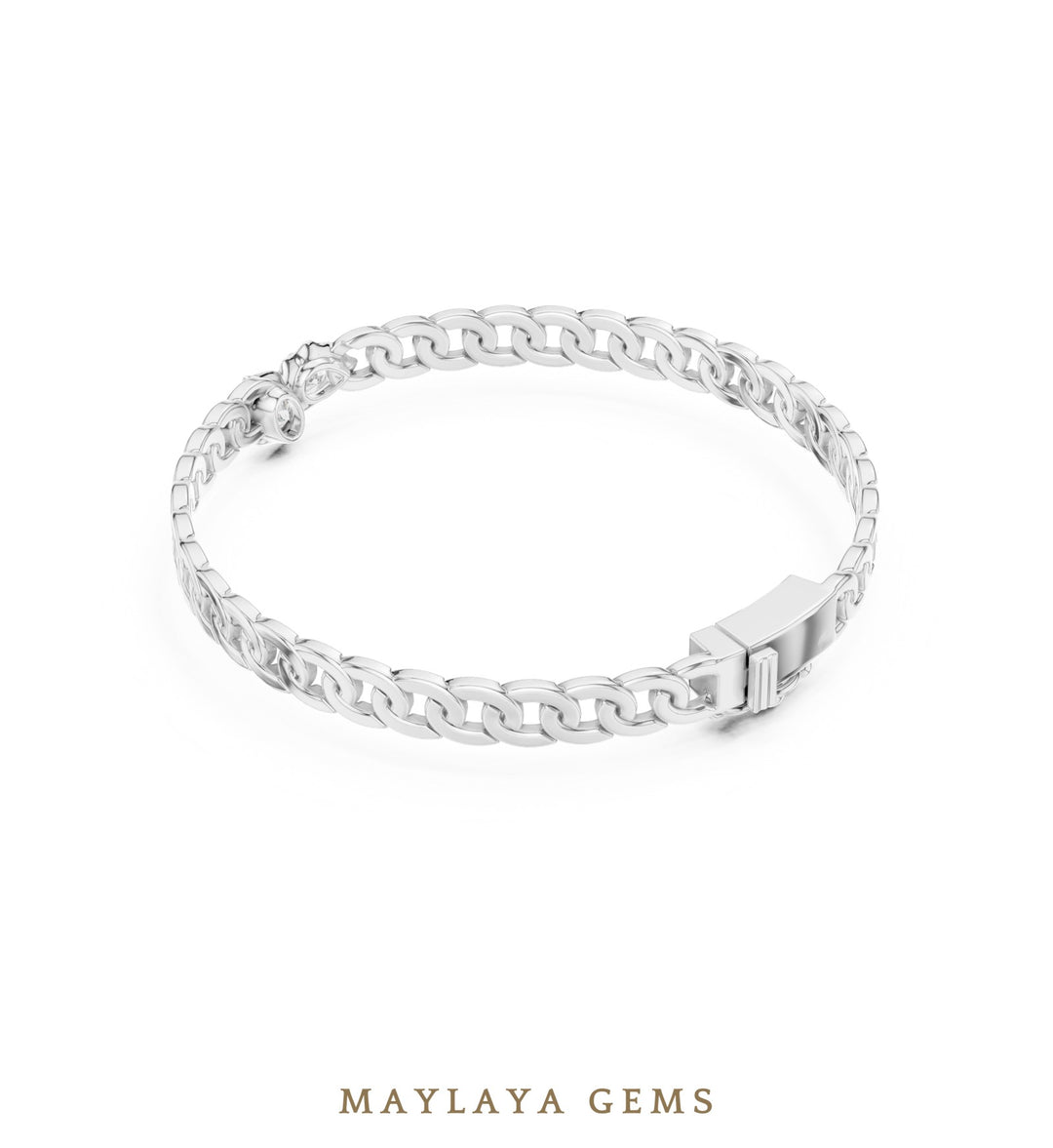 Maylaya Gems men's diamond bracelet — White Gold