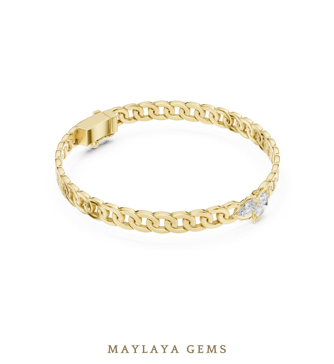 Maylaya Gems men's diamond bracelet — Yellow Gold