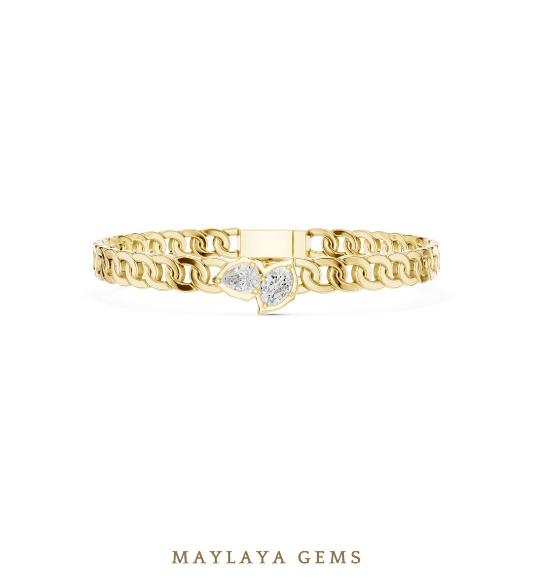 Maylaya Gems men's diamond bracelet — Yellow Gold