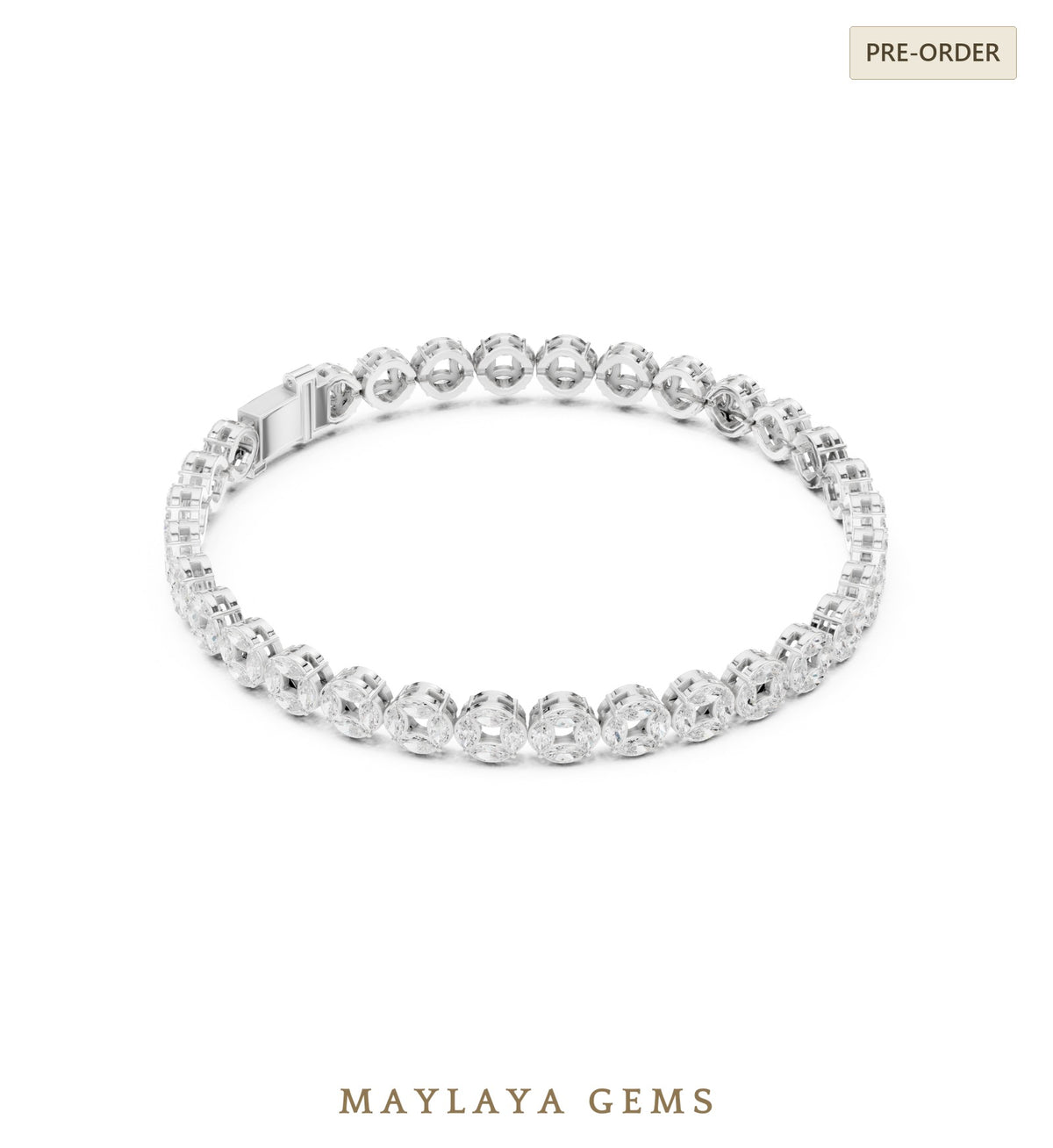 Maylaya gems men's diamond bracelet — white gold