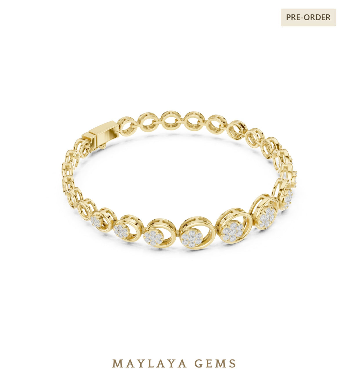 Maylaya gems lab grown diamond bracelet in yellow gold
