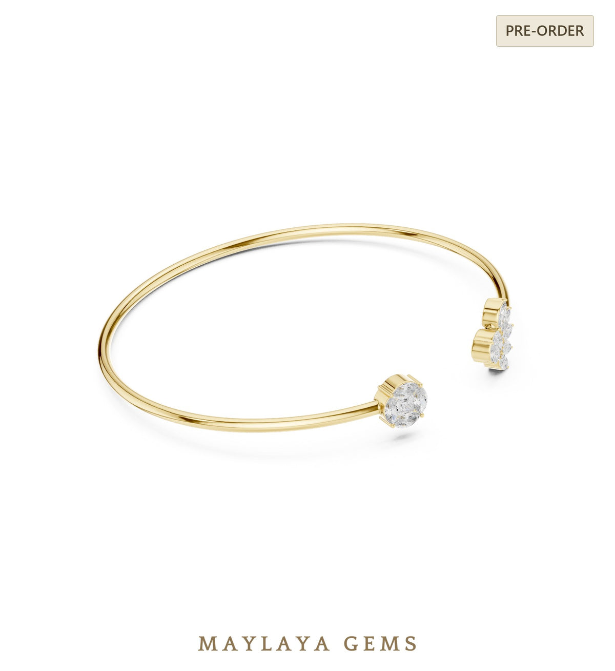 Maylaya gems lab grown diamond bracelet in yellow gold