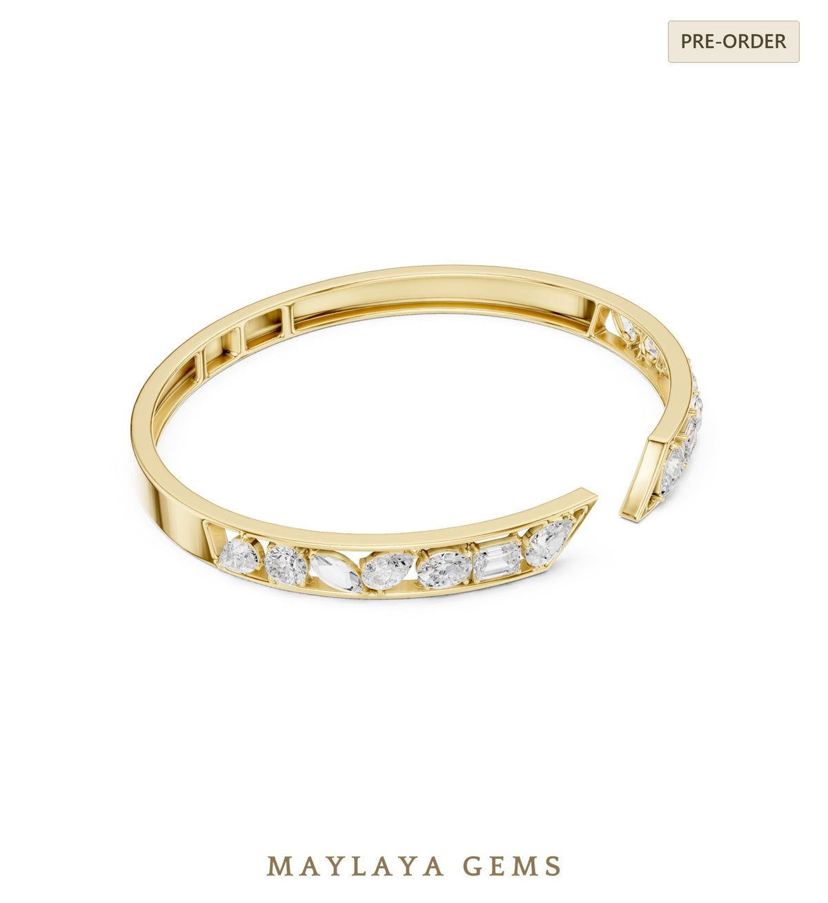 Maylaya gems lab grown diamond bracelet in yellow gold