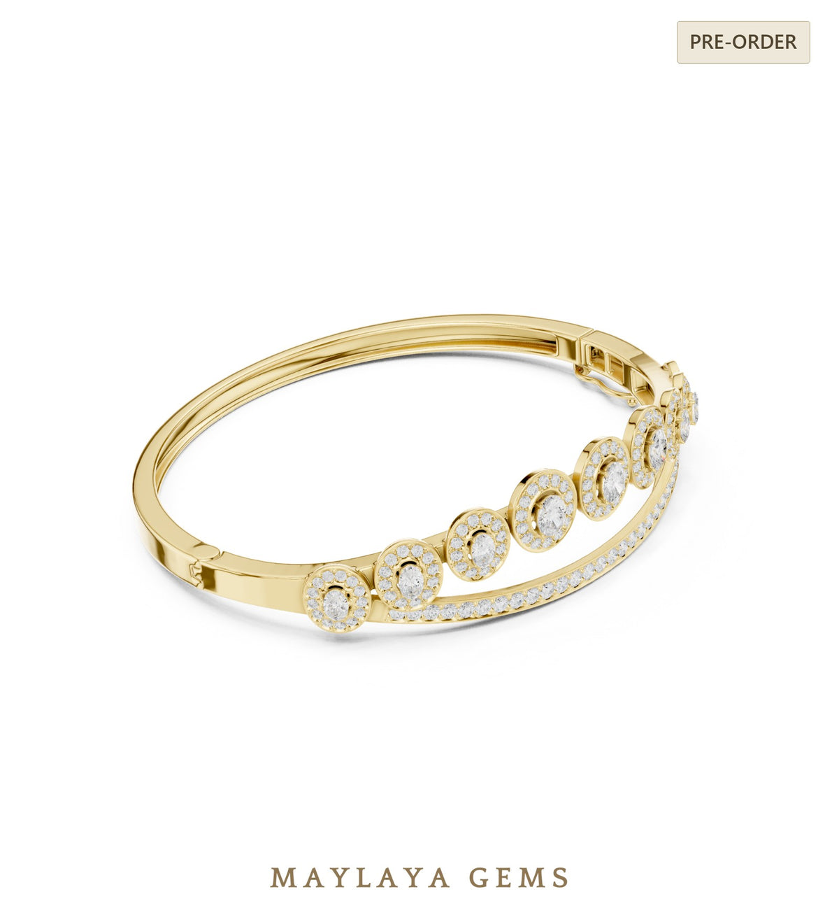 Maylaya gems lab grown diamond bracelet in yellow gold
