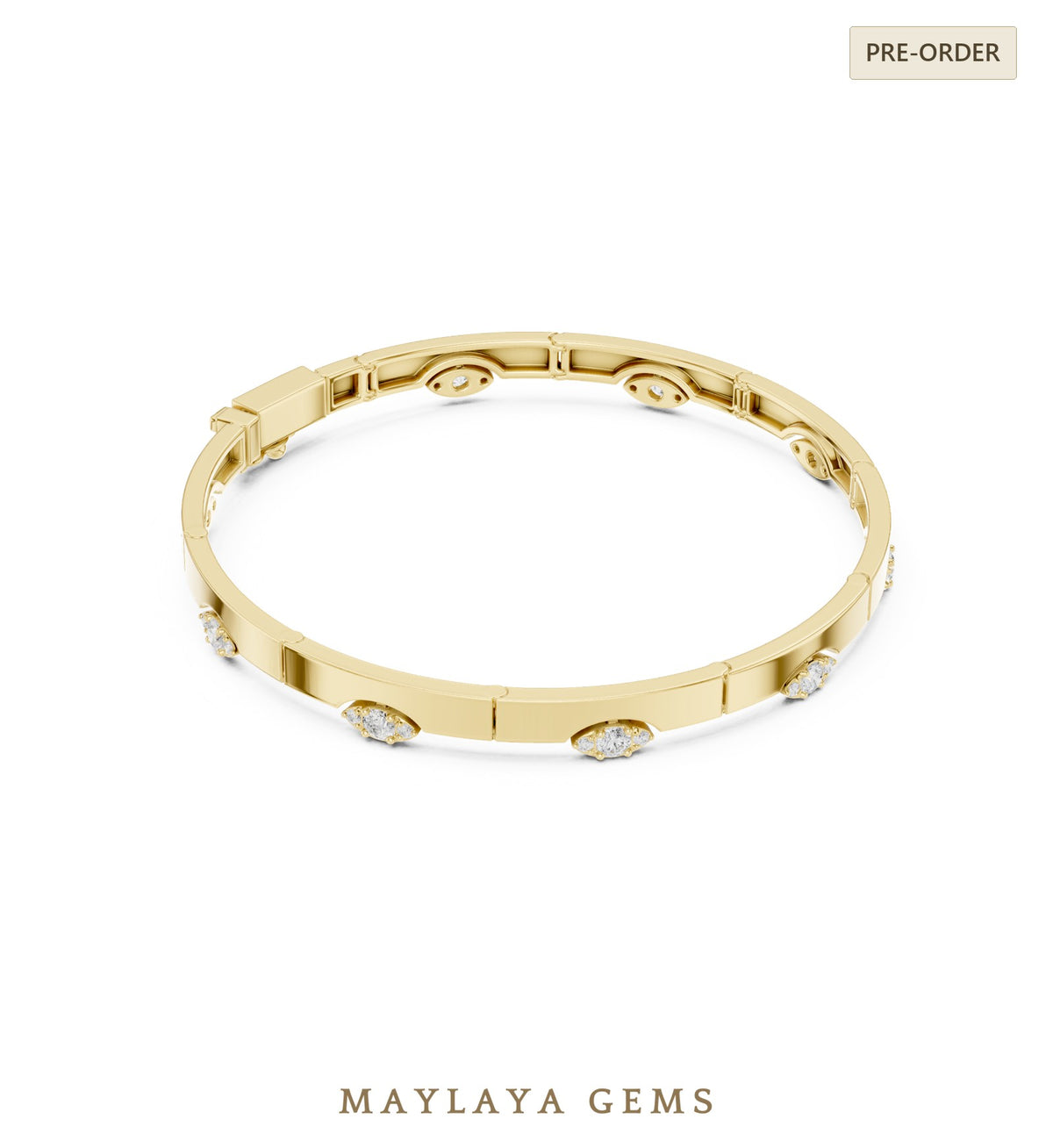 Maylaya gems lab grown diamond bracelet in yellow gold