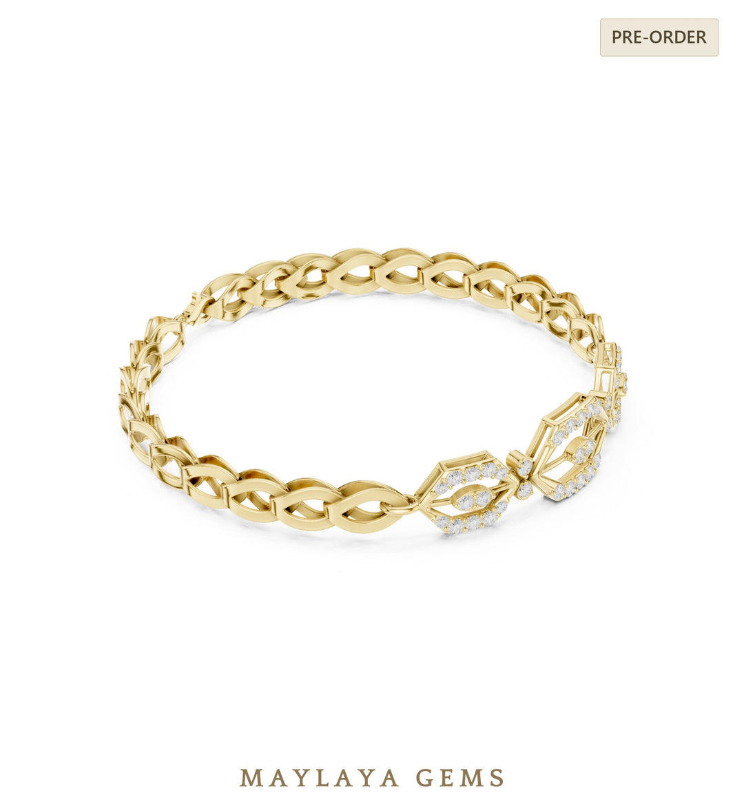 Maylaya Gems lab-grown diamond bracelet in yellow gold