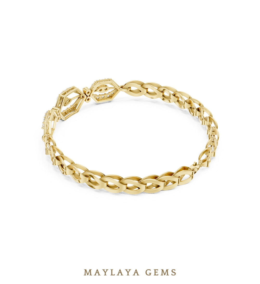 Maylaya Gems lab-grown diamond bracelet in yellow gold