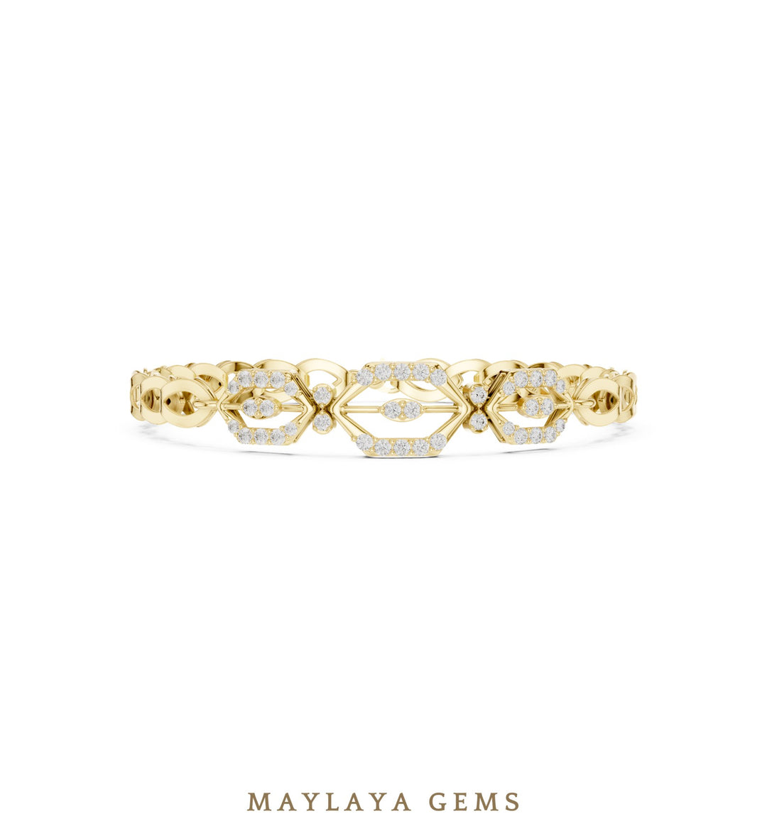 Maylaya Gems lab-grown diamond bracelet in yellow gold