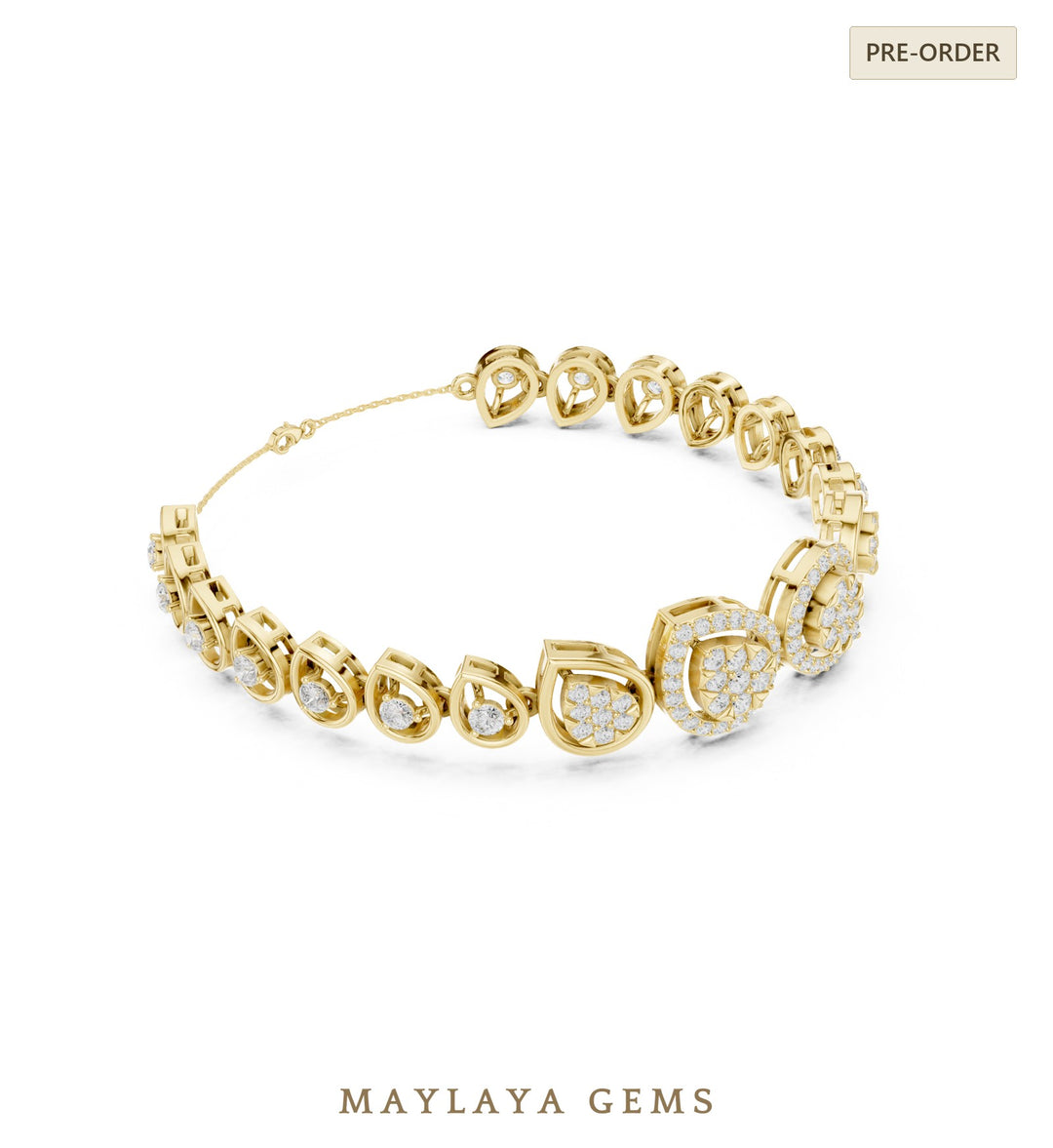 Maylaya Gems lab-grown diamond bracelet in yellow gold
